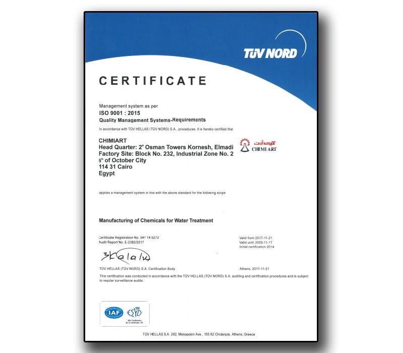 chimiart ISO 9001 certificate image 